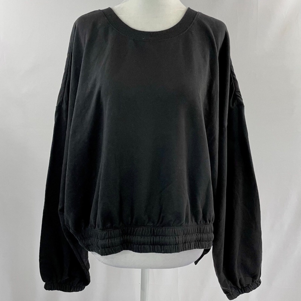 Z by Zella Black Cropped Drawstring Pull Over Scoop Neck Sweater 2X NWT
